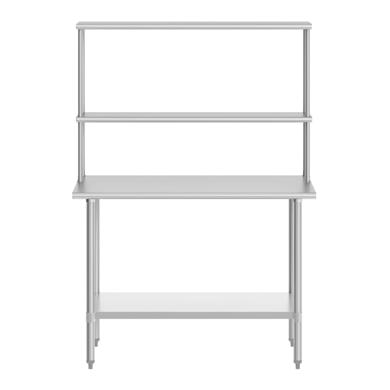 Commercial Stainless Steel Work Table with 2 Overshelves and 1 Undershef-30x48
