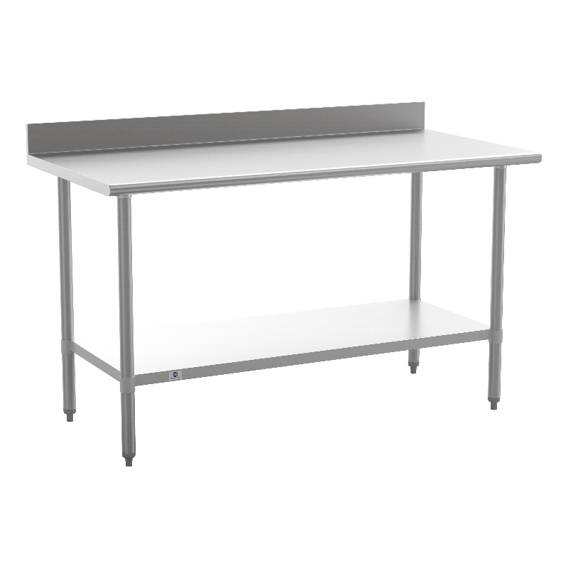 Commercial Stainless Steel Kitchen Prep and Work Table with Shelf and Backsplash