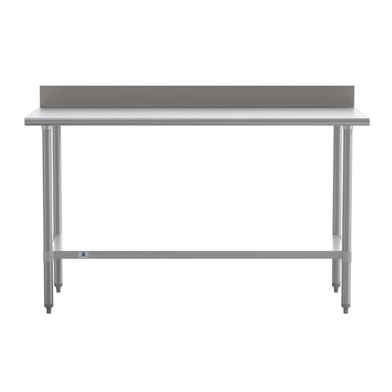 Commercial Stainless Steel Kitchen Prep and Work Table with Shelf and Backsplash