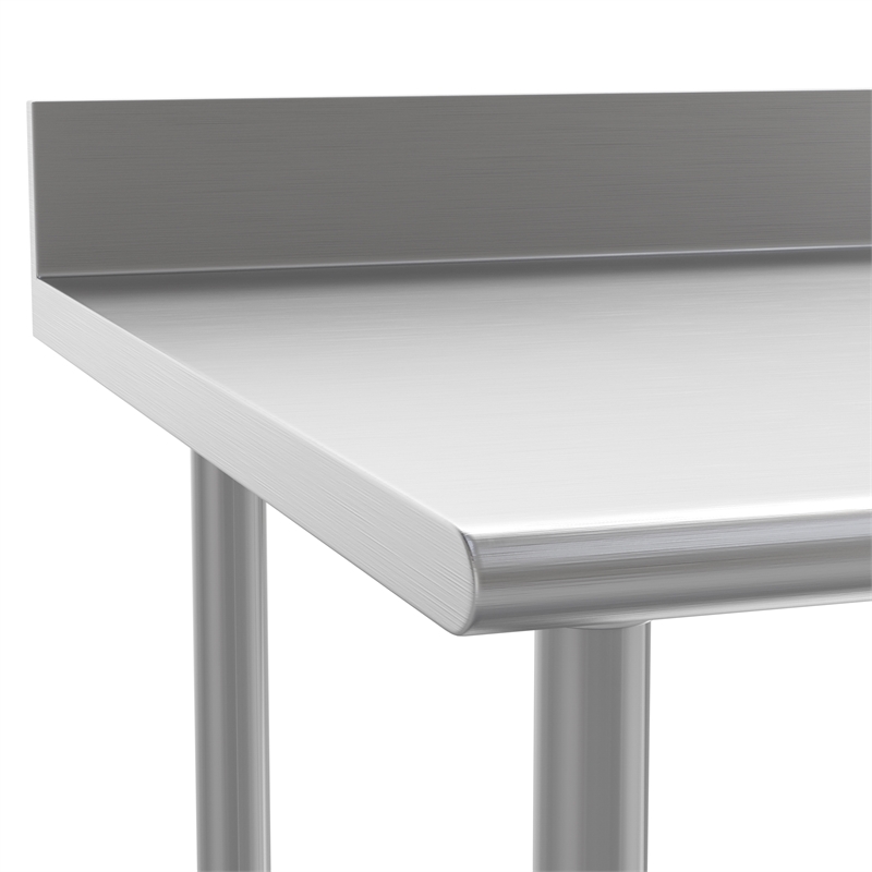 Commercial Stainless Steel Kitchen Prep and Work Table with Shelf and Backsplash