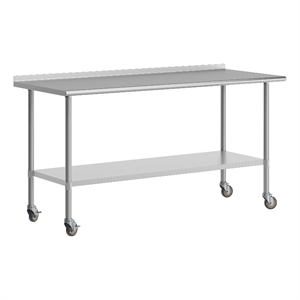 Commercial Stainless Steel Work Table with 1.5&quot Backsplash and Undershelf -30x72