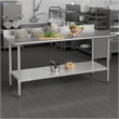 Commercial Stainless Steel Kitchen Prep and Work Table with Shelf and Backsplash