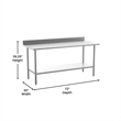 Commercial Stainless Steel Kitchen Prep and Work Table with Shelf and Backsplash