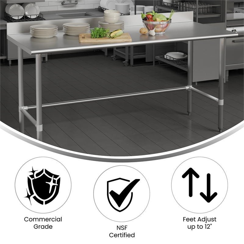 Commercial Stainless Steel Kitchen Prep and Work Table with 4