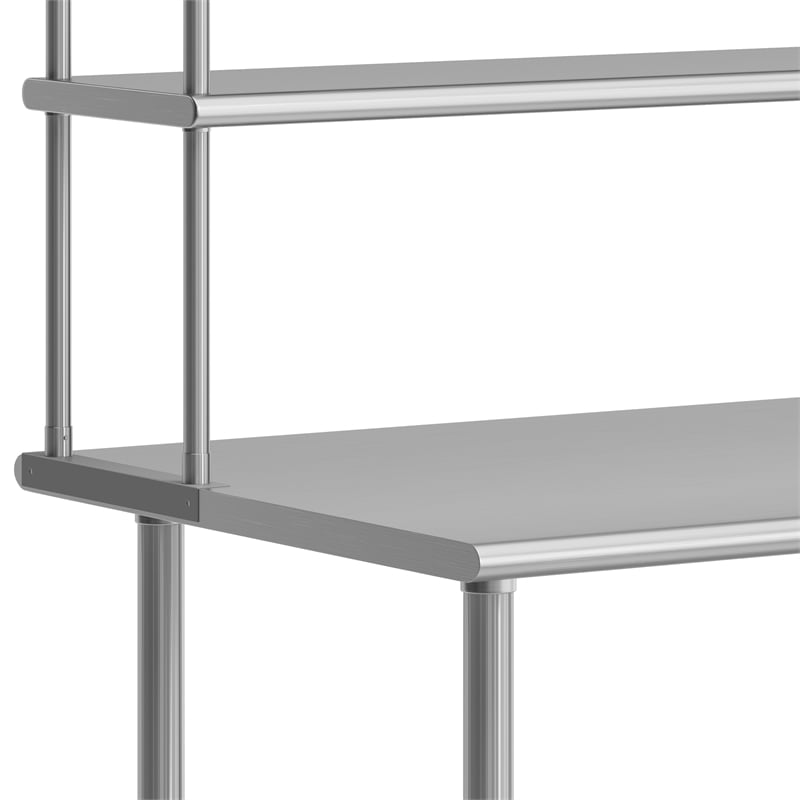 Commercial Stainless Steel Work Table with 2 Overshelves and 1 Undershef-30x72
