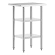 Commercial Stainless Steel 18 Gauge Work Table with 2 Undershelves - 24x18