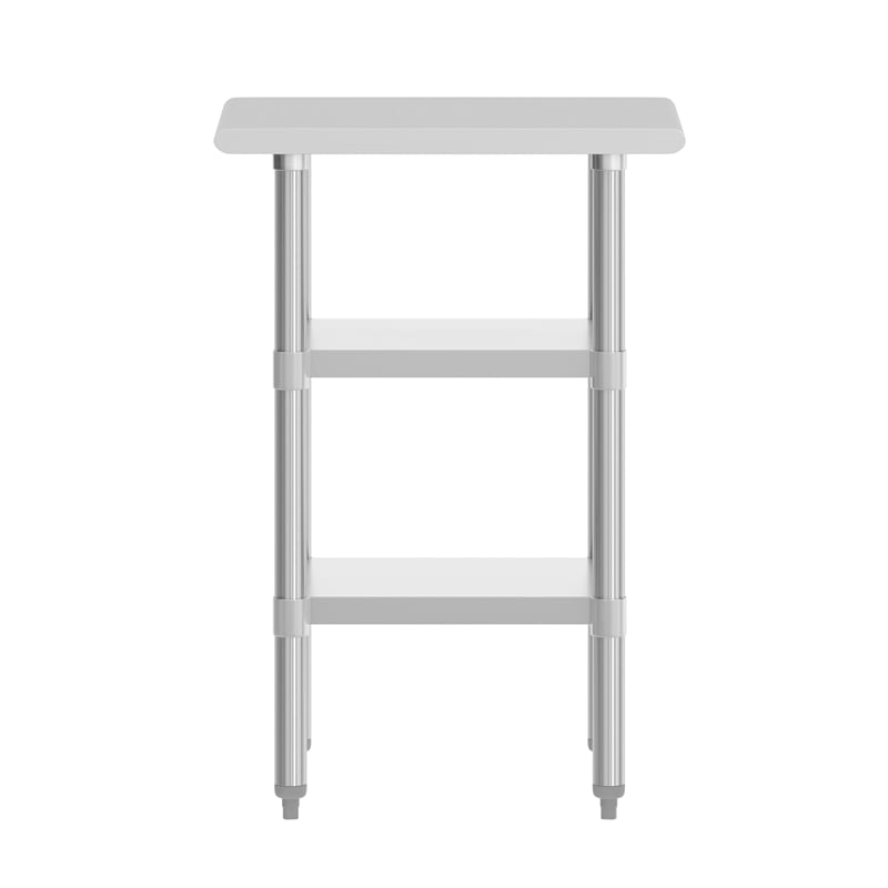 Commercial Stainless Steel 18 Gauge Work Table with 2 Undershelves - 24x18