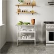 Commercial Stainless Steel 18 Gauge Work Table with 2 Undershelves - 24x36