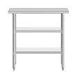 Commercial Stainless Steel 18 Gauge Work Table with 2 Undershelves - 24x36