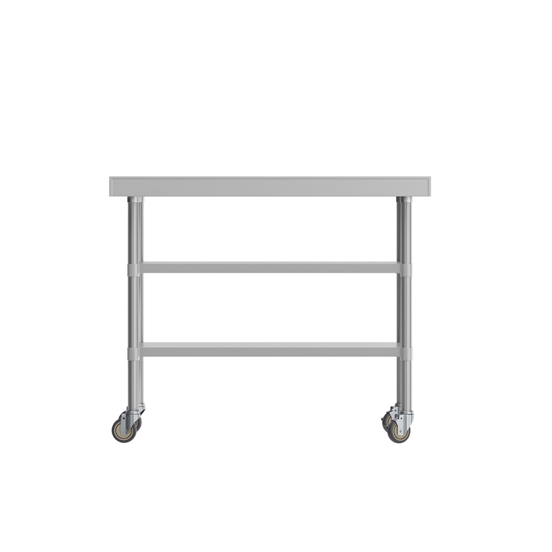 Commercial Stainless Steel Work Table with Backsplash and 2 Undershelves -24x48