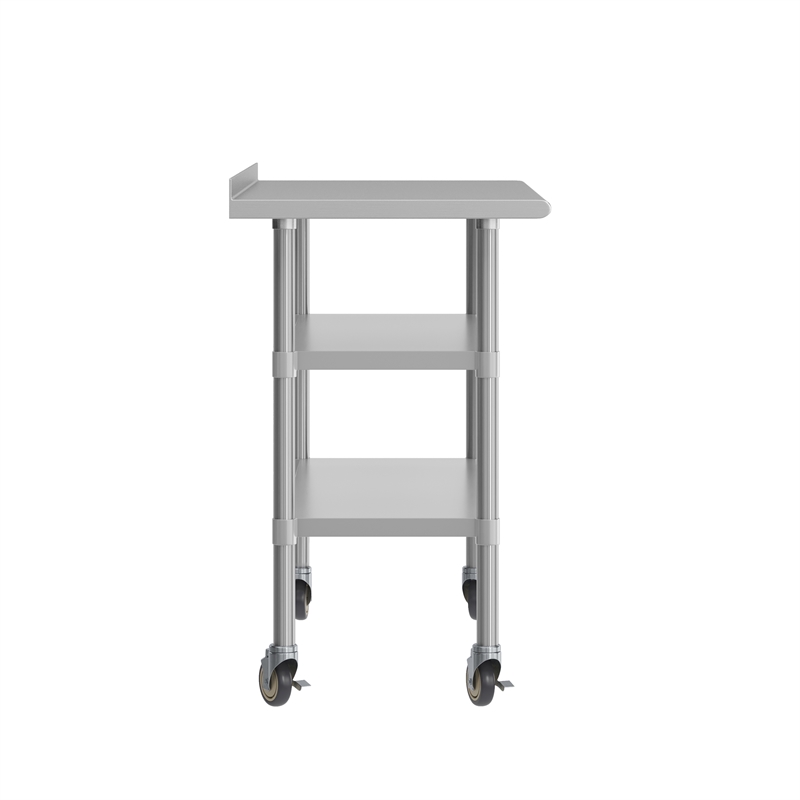 Commercial Stainless Steel Work Table with Backsplash and 2 Undershelves -24x48