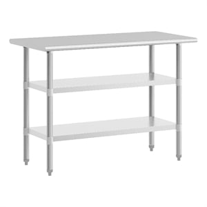 48&quotW x 24&quotD NSF Stainless Steel 18 Gauge Work Table with 2 Undershelves