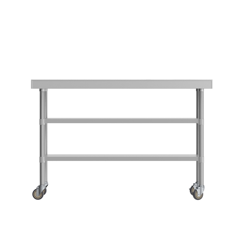 Commercial Stainless Steel Work Table with Backsplash and 2 Undershelves -24x60