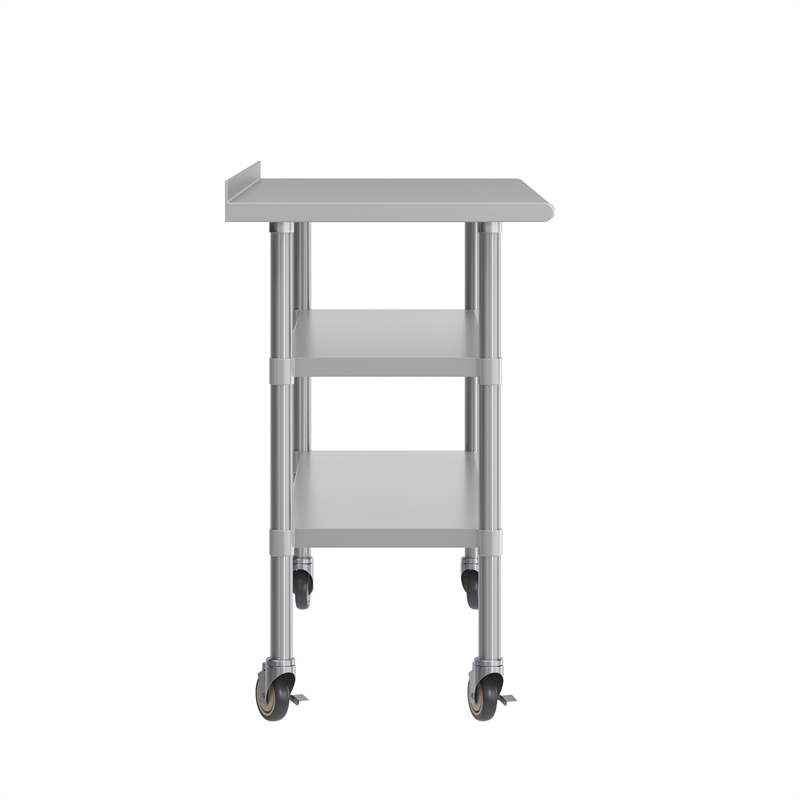 Commercial Stainless Steel Work Table with Backsplash and 2 Undershelves -24x60