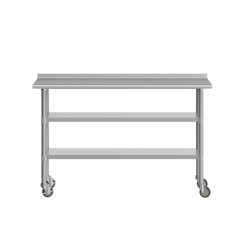 Commercial Stainless Steel Work Table with Backsplash and 2 Undershelves -24x60