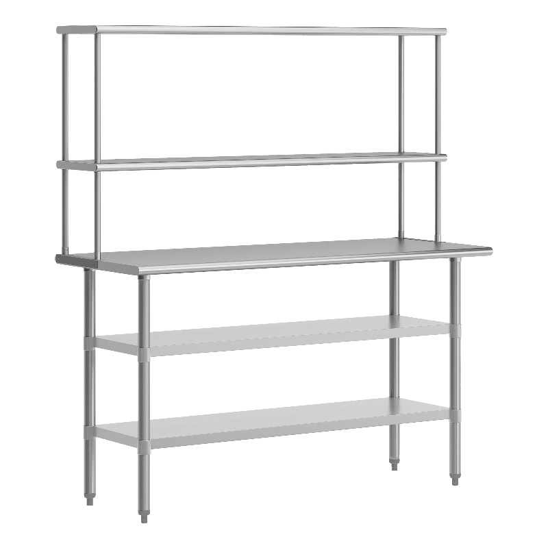 Commercial Stainless Steel Work Table with 2 Overshelves and Undershelves-24x60