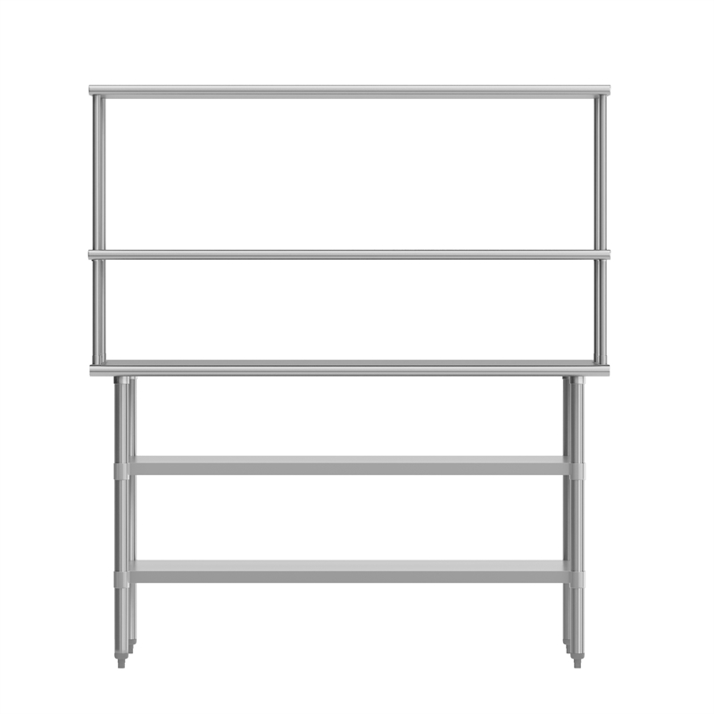 Commercial Stainless Steel Work Table with 2 Overshelves and Undershelves-24x60