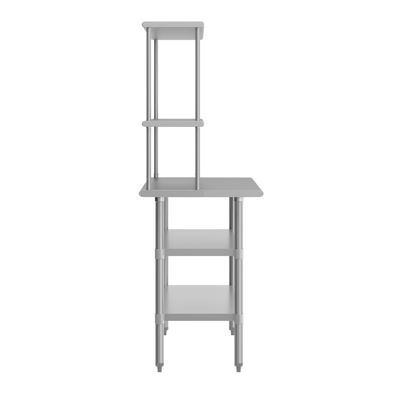 Commercial Stainless Steel Work Table with 2 Overshelves and Undershelves-24x60
