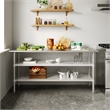 Commercial Stainless Steel 18 Gauge Work Table with 2 Undershelves - 24x72
