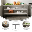 Commercial Stainless Steel 18 Gauge Work Table with 2 Undershelves - 24x72