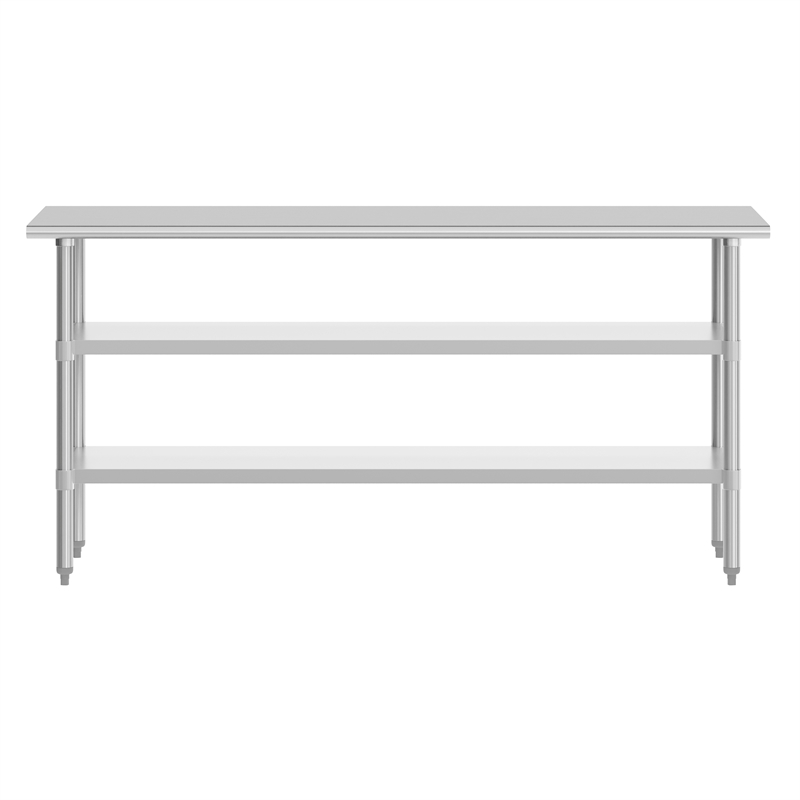 Commercial Stainless Steel 18 Gauge Work Table with 2 Undershelves - 24x72