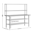 Commercial Stainless Steel Work Table with 2 Overshelves and Undershelves-30x72