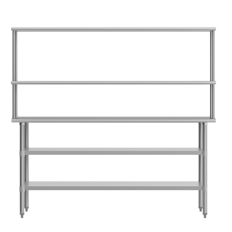 Commercial Stainless Steel Work Table with 2 Overshelves and Undershelves-30x72