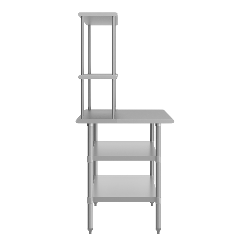 Commercial Stainless Steel Work Table with 2 Overshelves and Undershelves-30x72