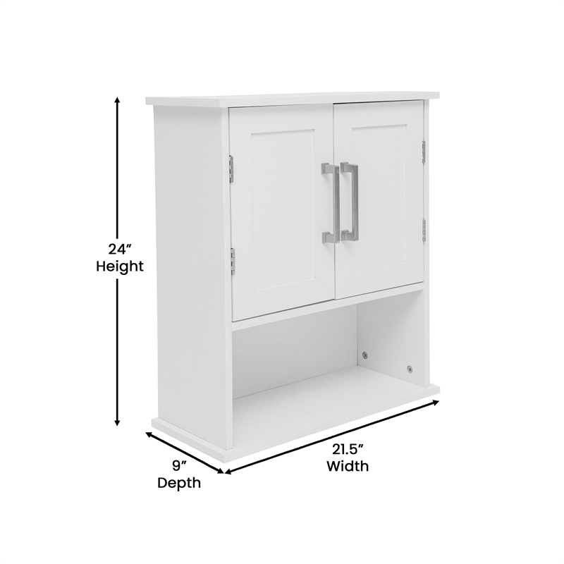 Modern Bathroom Wall Mount Medicine Cabinet with Magnetic Close Doors in White