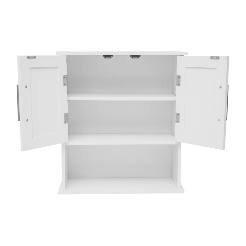 Modern Bathroom Wall Mount Medicine Cabinet with Magnetic Close Doors in White