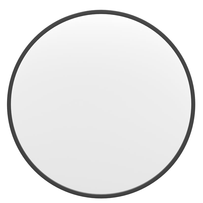Wall Mount 24 Inch Shatterproof Round Accent Wall Mirror with Black Metal Frame