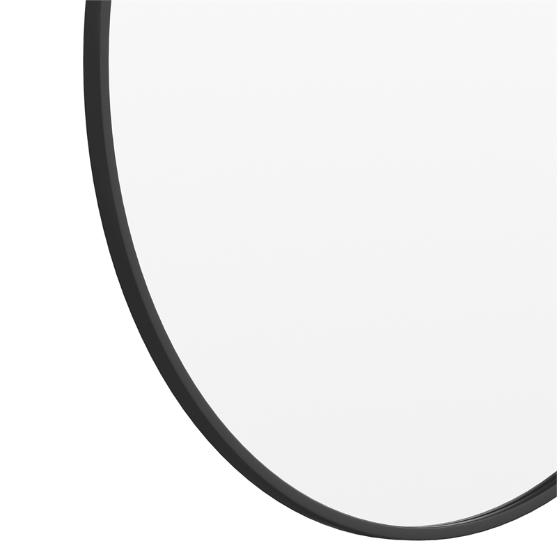 Wall Mount 36 Inch Shatterproof Round Accent Wall Mirror with Black Metal Frame