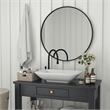 Wall Mount 36 Inch Shatterproof Round Accent Wall Mirror with Black Metal Frame