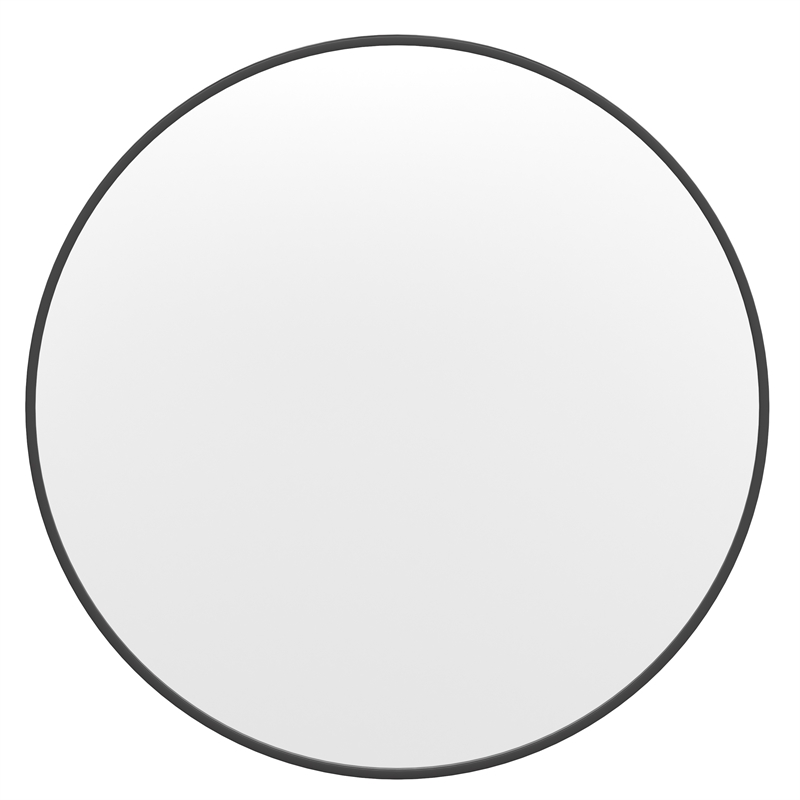 Wall Mount 36 Inch Shatterproof Round Accent Wall Mirror with Black Metal Frame