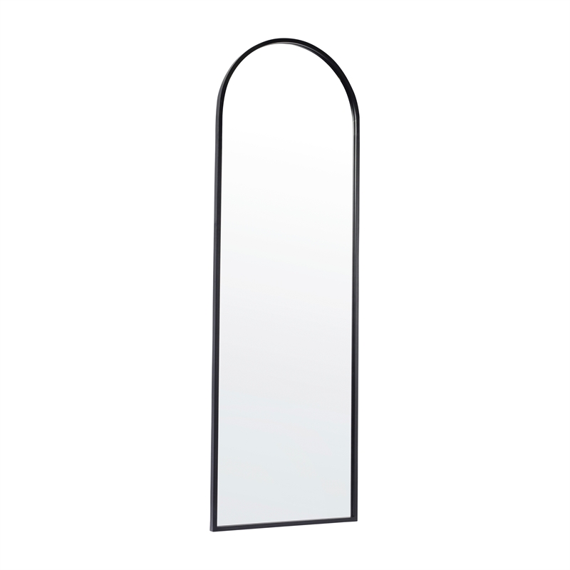 Full Floor Length Arched Mirror with Slim Black Metal Frame- 22