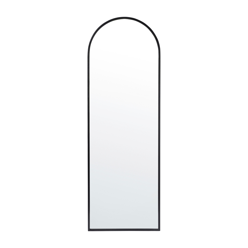 Full Floor Length Arched Mirror with Slim Black Metal Frame- 22