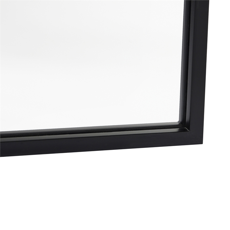 Full Floor Length Arched Mirror with Slim Black Metal Frame- 22