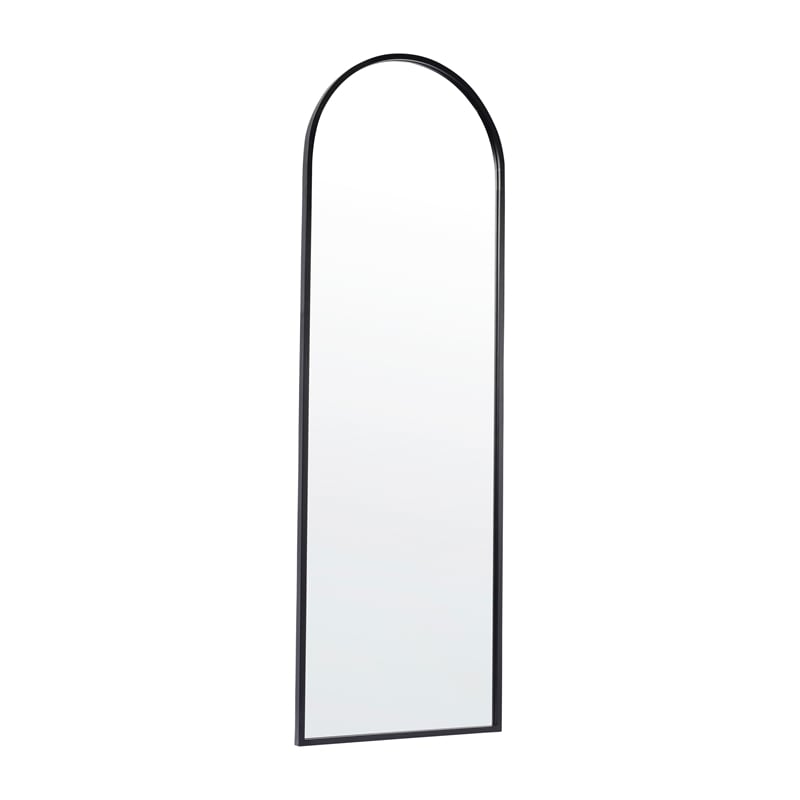 Full Floor Length Arched Mirror with Slim Black Metal Frame- 22