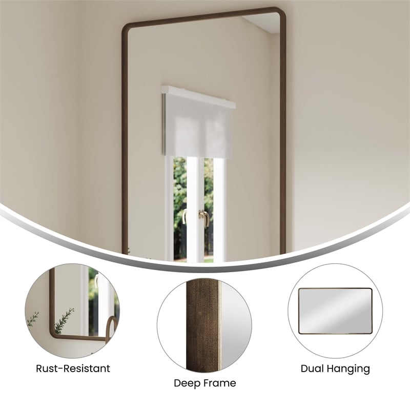 Large Rectangular Accent Mirror with 2 Inch Deep Iron Frame in Brnze - 48