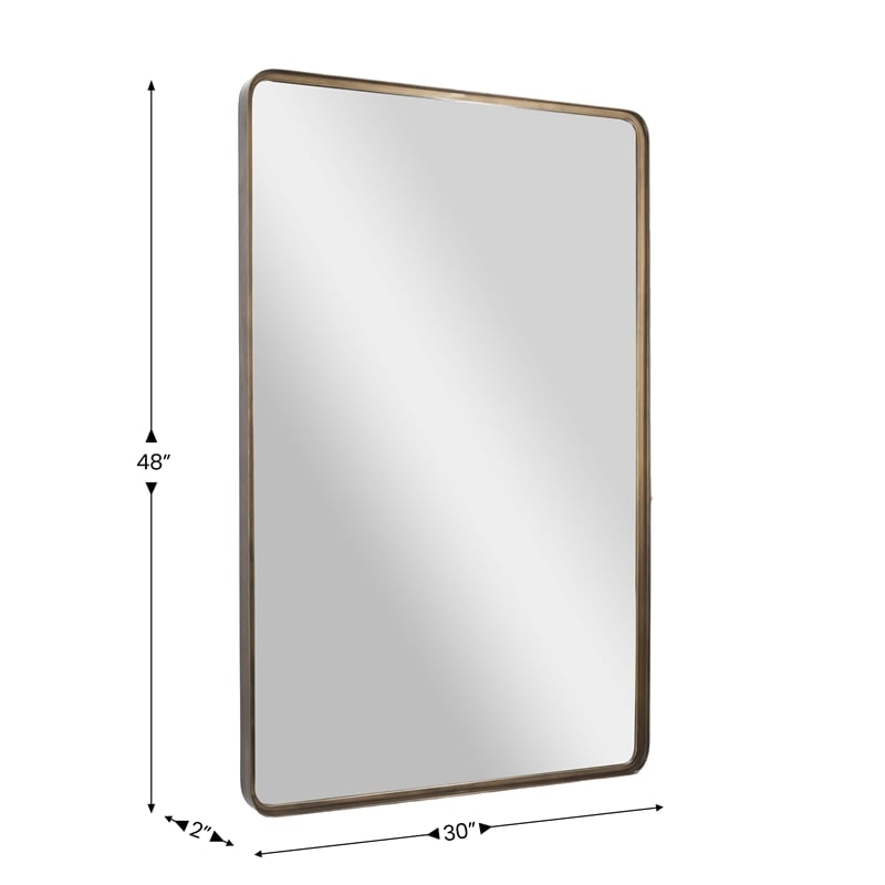Large Rectangular Accent Mirror with 2 Inch Deep Iron Frame in Brnze - 48