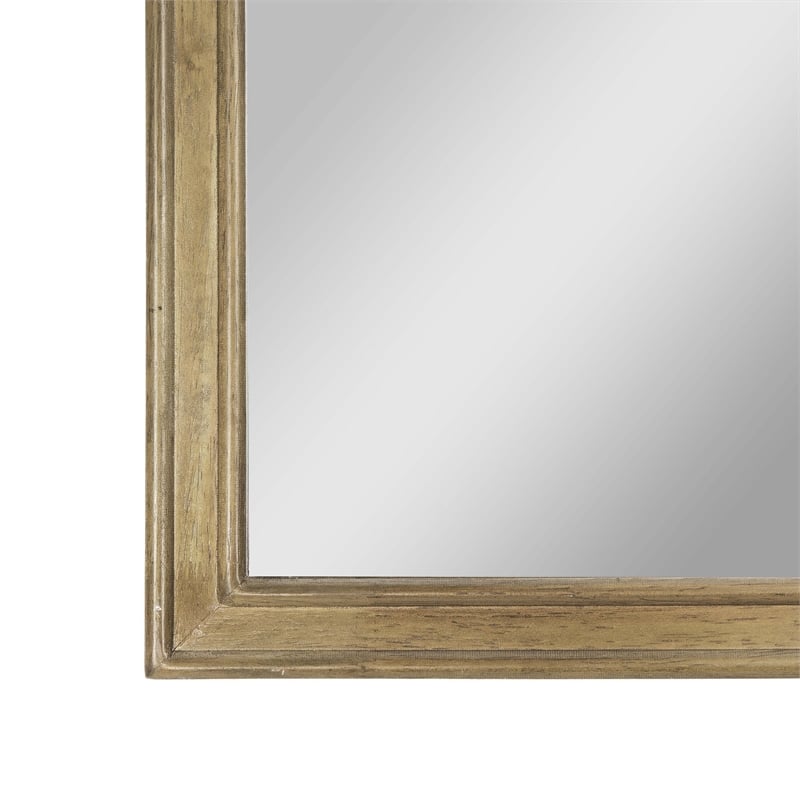 Large Accent Wall Mirror with Solid Rubberwood Frame in Weathered - 36