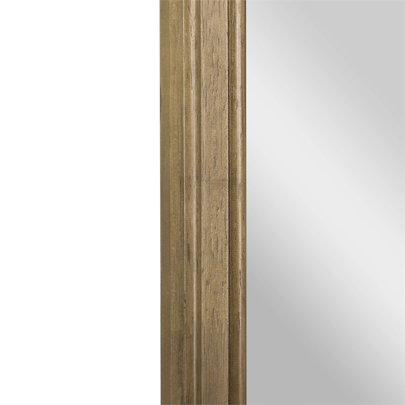 Large Accent Wall Mirror with Solid Rubberwood Frame in Weathered - 36