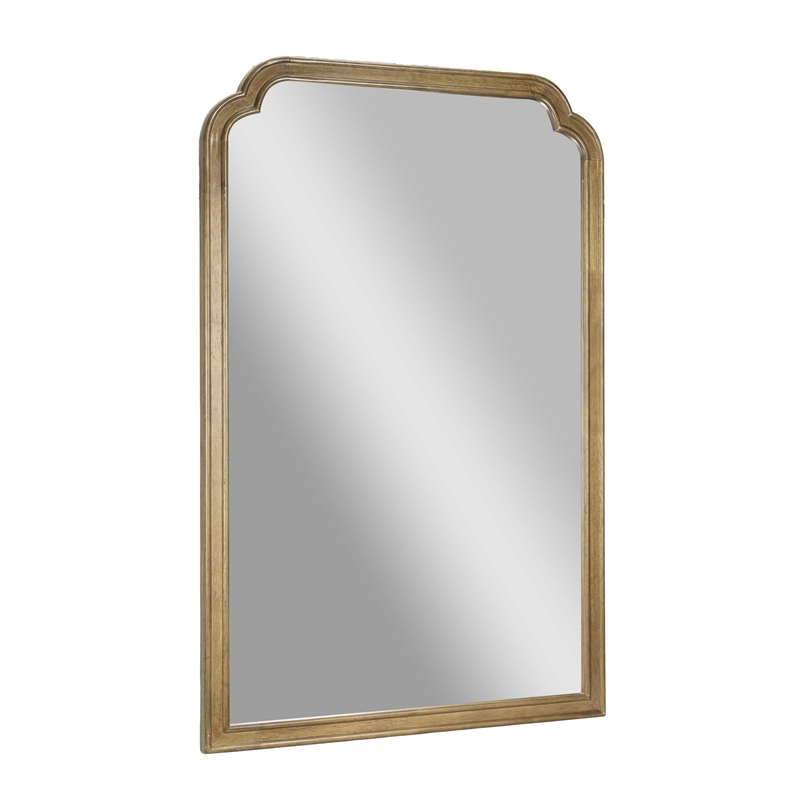 Large Accent Wall Mirror with Solid Rubberwood Frame in Weathered - 36
