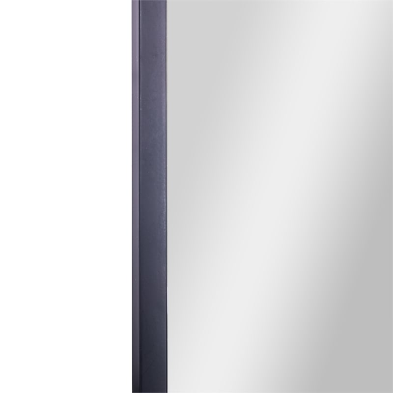 Metal Pivot Wall Mirror with Tilt Feature Slim Style Frame in Black - 35
