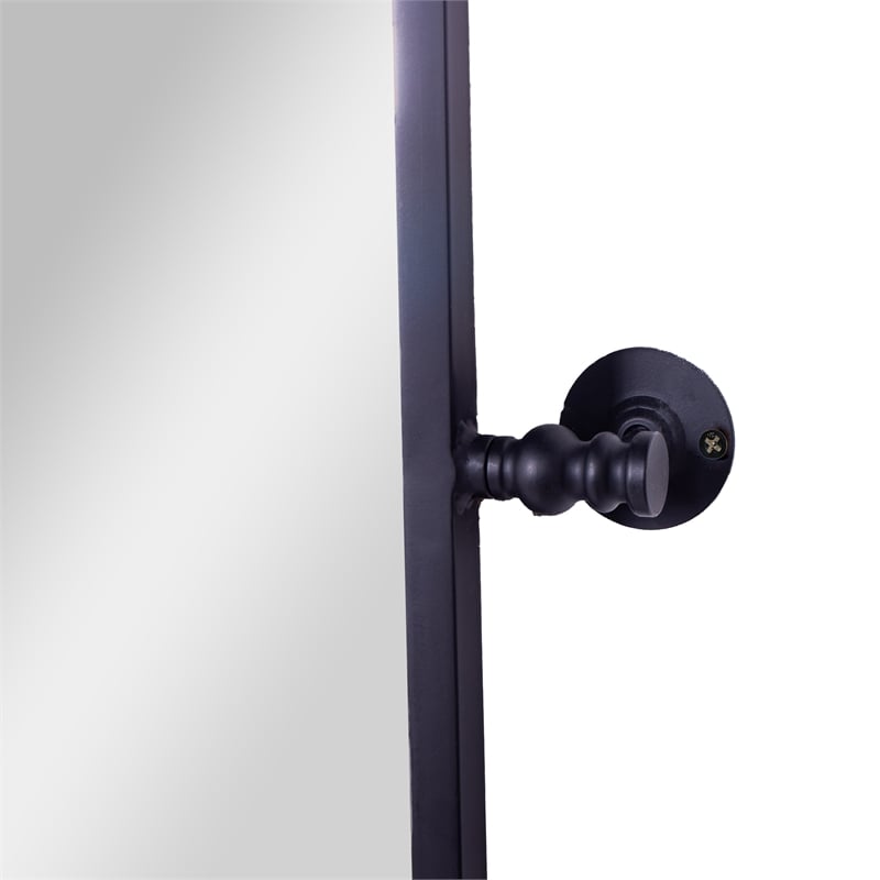Metal Pivot Wall Mirror with Tilt Feature Slim Style Frame in Black - 35