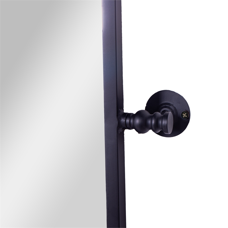 Metal Pivot Wall Mirror with Tilt Feature Slim Style Frame in Black - 35