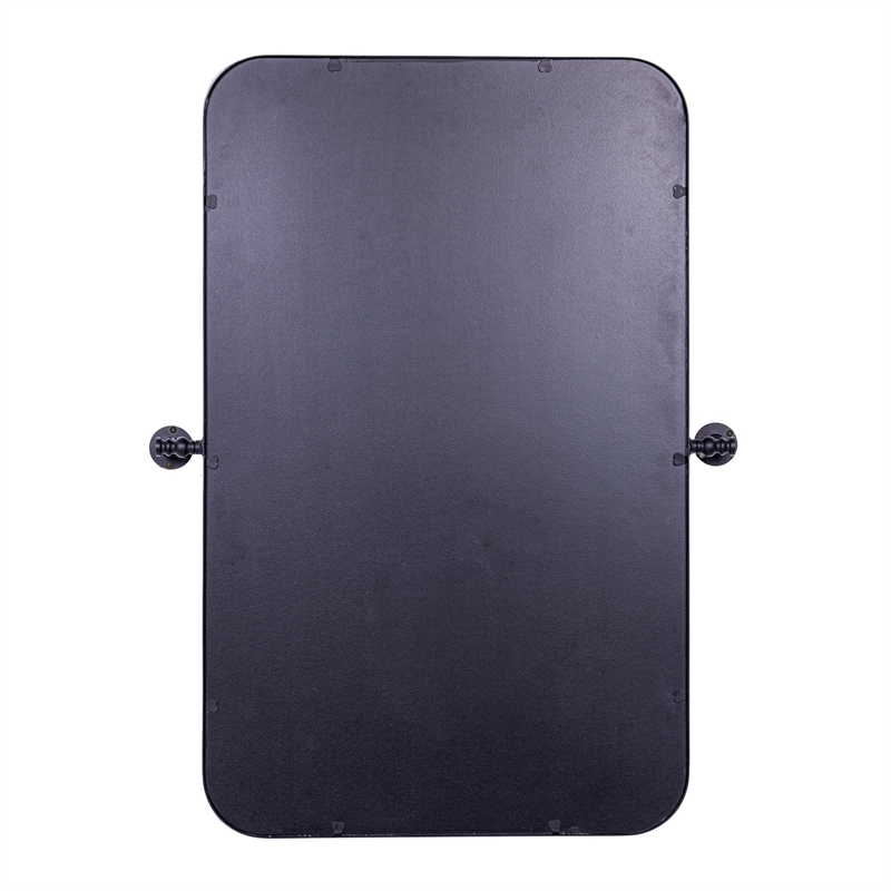 Metal Pivot Wall Mirror with Tilt Feature Slim Style Frame in Black - 35