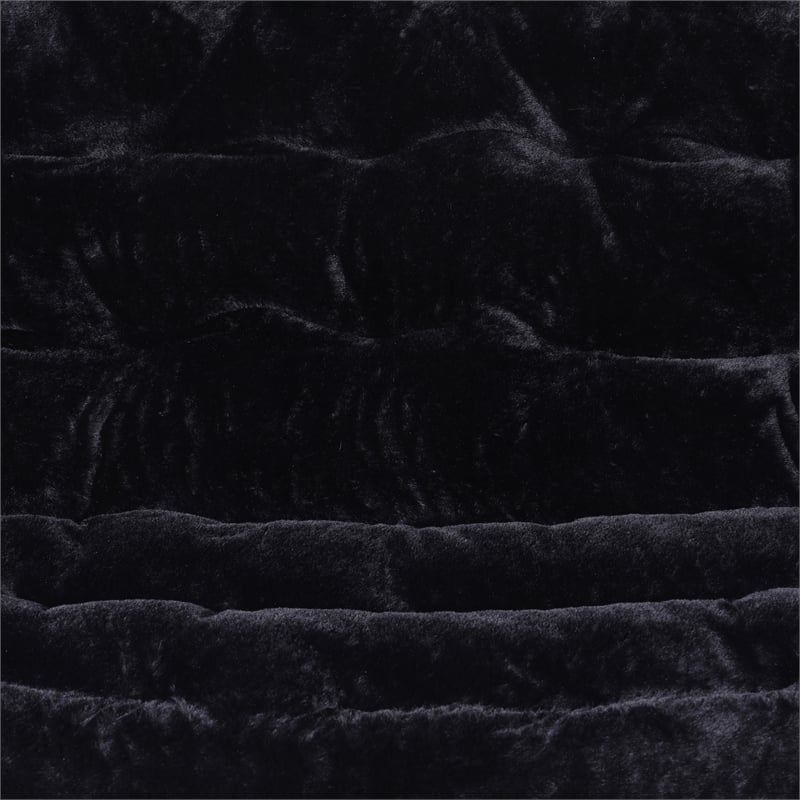 Double Folding Faux Fur Saucer Chair with 2 Ottomans - Black/Black