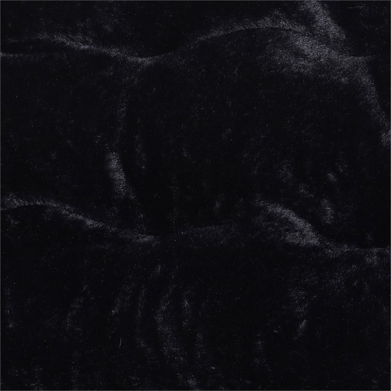 Double Folding Faux Fur Saucer Chair with 2 Ottomans - Black/Black