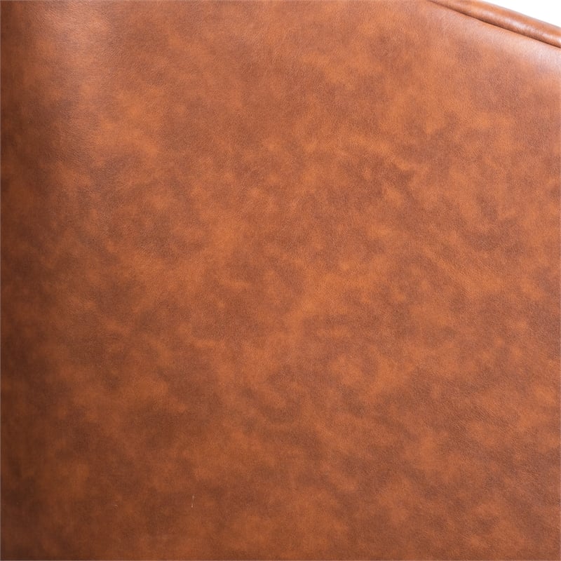 Traditional Club Style Chair with 360 Swivel Metal Base in Brown LeatherSoft